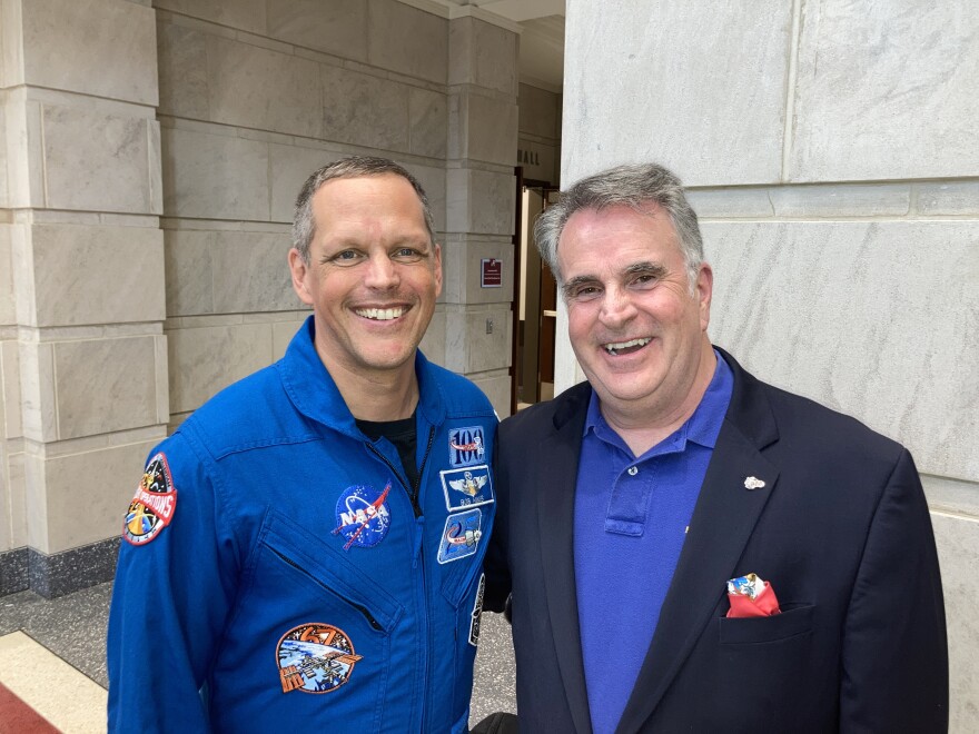 NASA Astronaut Bob Hines with APR News Director Pat Duggins