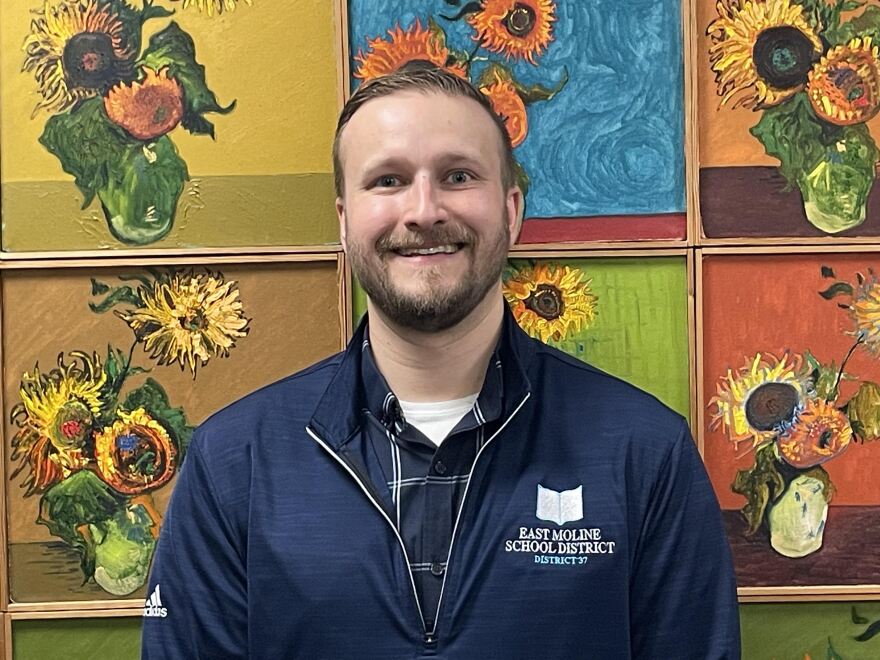 Alex Mayszak, a 2013 Augie graduate and now the Director of Digital Learning and Innovation at the East Moline School District.