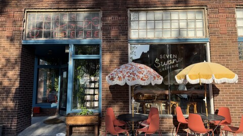 The exterior of Seven Swans restaurant in the Westside, one of Kansas City's few restaurants that specializes in crepes.