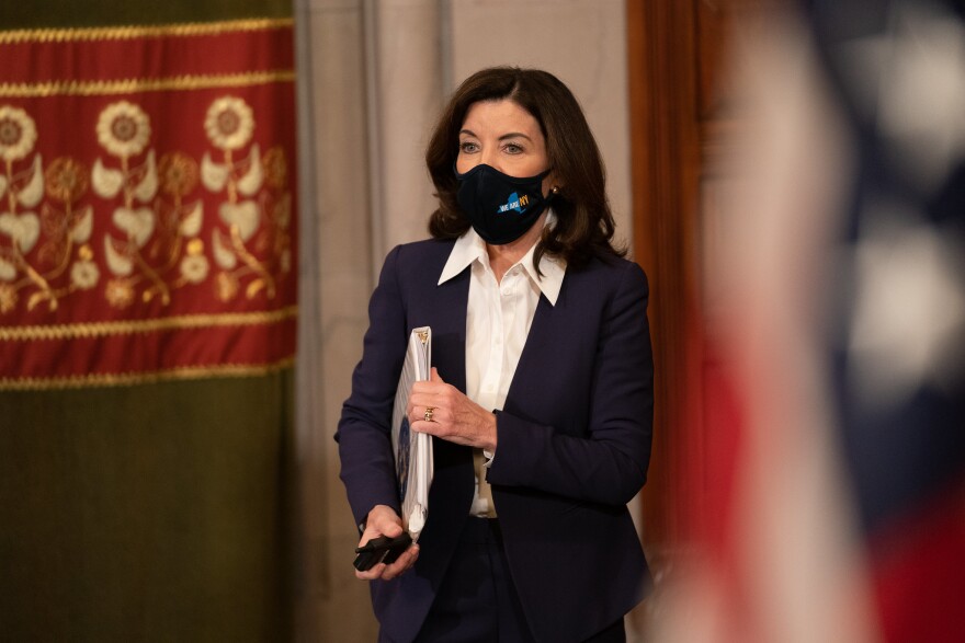 Gov. Kathy Hochul gives a Covid-19 briefing Friday, December 24, 2021