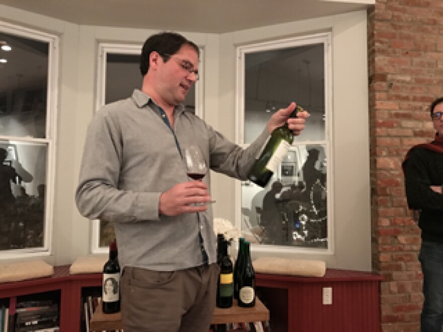 Phil Sareil leading a wine tasting at Hudson Wine Merchants