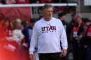 Utah head coach Kyle Whittingham before an NCAA college football game between Utah and Kansas State, Saturday, Nov. 22, 2025, in Salt Lake City.