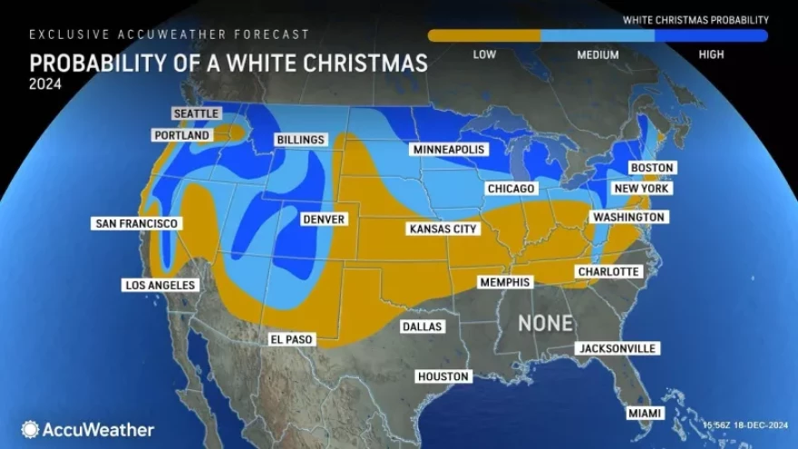 There's hope for a white Christmas in a few parts of the U.S.