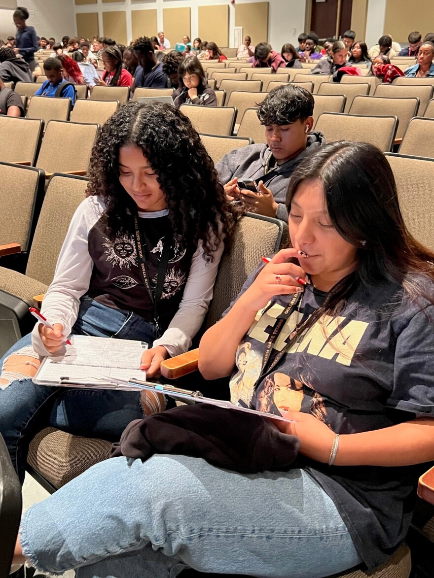 Students at Golden Gate High School fill out voter registration applications during Collier County's 2023 High School Voter Registration Challenge. 