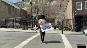 Mr. Monopoly on Park City's Main Street, celebrating the new local edition of the game. The original version was first put on store shelves in 1935.