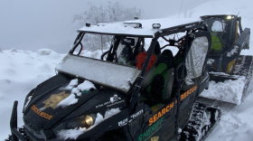 A rescue vehicle in the snow.