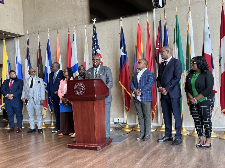 Dallas City Council Member Maxie Johnson held a press conference Thursday, June 4 asking the Dallas Mavericks to stay in downtown.
