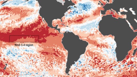 Global water temperature anomalies.
