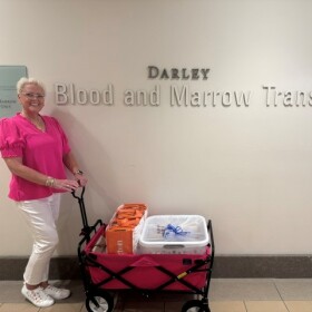 Sarah Lister on the 11th floor at UK Hospital’s Markey Cancer Center