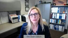 Screenshot of Elke Shaw-Tulloch from the February 1 press meeting.