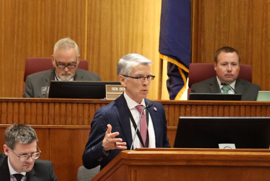 North Dakota Health and Human Services Interim Commissioner Pat Traynor speaks to lawmakers about incoming federal funding on Jan. 13, 2026. (Photo by Mary Steurer/North Dakota Monitor)