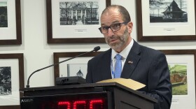 Lackawanna County Judge Frank Ruggiero, who oversees juvenile court hearings, speaks during a county commissioners meeting Feb. 24, 2026, centered on the county joining Berks, Dauphin and Lehigh counties in opening a new juvenile detention center in Berks County in 2027.