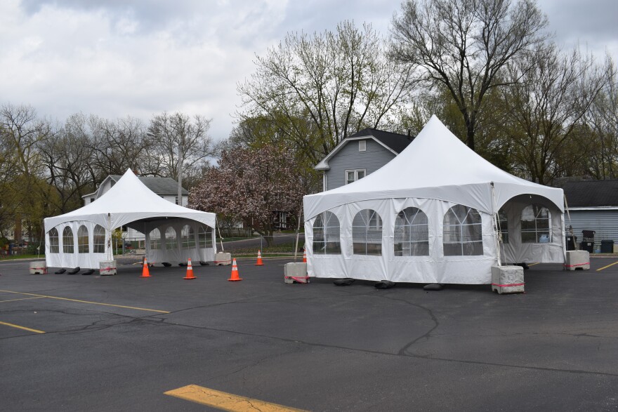 The COVID-19 drive-thru testing site at the Peoria City/County Health Department on Sheridan Road.
