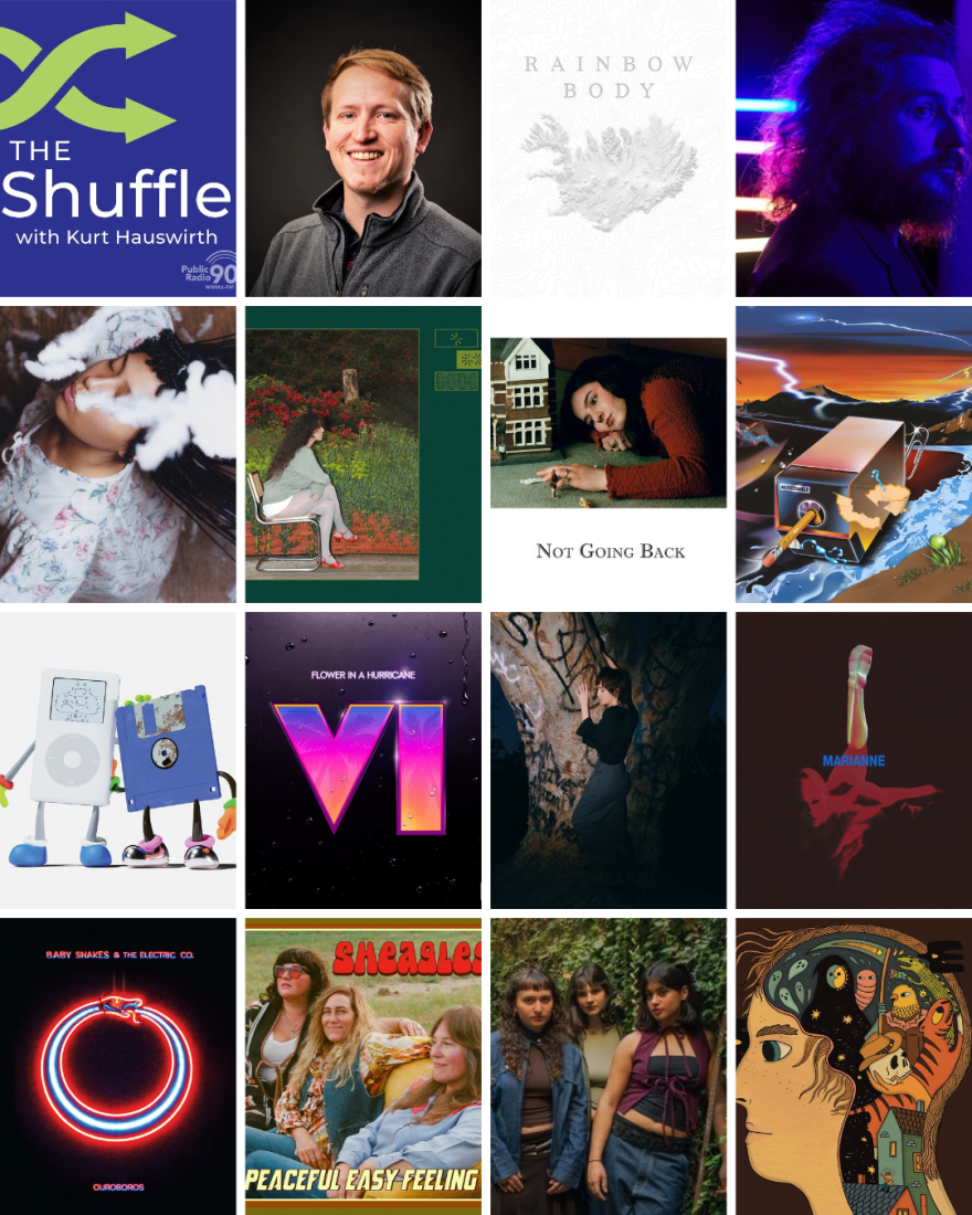 Decorative collage of featured artists' release art