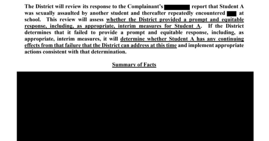 From the first page of the NHCS report to federal civil rights officials (redactions performed by NHCS).