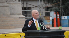 Jim Marshall, chief-of-staff for Mark Costello, speaks at Costello's vigil on August 27, 2015