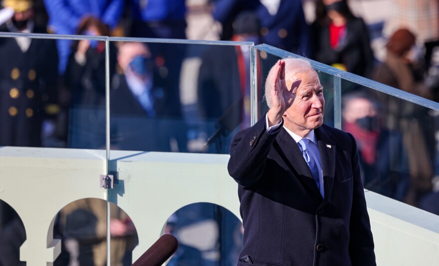 President Biden prepares to deliver his inaugural address Wednesday on the West Front of the U.S. Capitol.