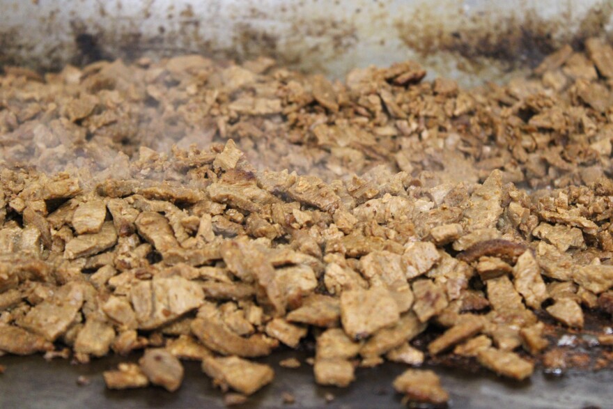 The carne asada is made with soy protein and seasoned with in-house marinade