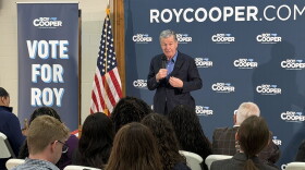 Democratic U.S. Senate candidate Roy Cooper speaks at a campaign event in uptown Charlotte on Tuesday, Oct. 27, 2026.