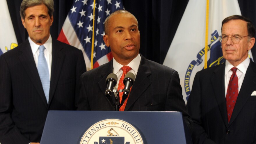 Former Mass. Gov. Deval Patrick speaks at a news conference in 2009.