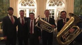 The Carillon Tubas with University of Rochester President Joel Seligman