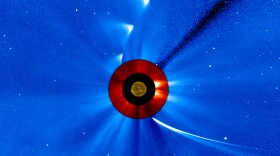 NASA took a series of images to create this "timelapse" view of comet ISON's trip around the sun.