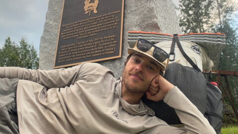Bradford Bartels in Fairbanks on Aug. 6, 2026, at the end of the 500-mile Alaska Long Trail.