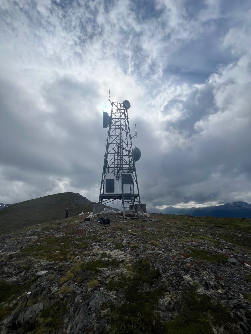 Towers like these are set up and maintained by the Marine Exchange of Alaska to help fill the gaps in the U.S. Coast Guard's Rescue 21 coverage around the Gulf of Alaska.