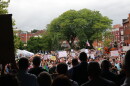 The view from behind the stage at a rally to protest ICE in Danbury, Connecticut on September 2, 2026.