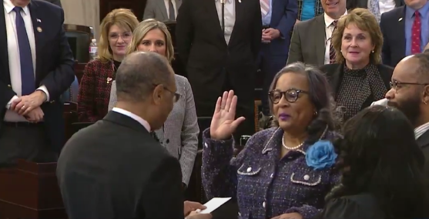 State House Rep. Veronica Sims is sworn in. 