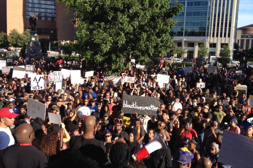 Hundreds of people gathered on the Statehouse lawn in Indianapolis on Saturday, July 9 to call for police reforms after recent killings in Louisiana and Minnesota.
