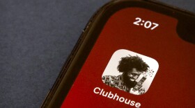 The icon for the social media app Clubhouse is seen on a smartphone screen. (Mark Schiefelbein/AP)