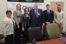 Department of Human Services Secretary Dr. Val Arkoosh, center, gathers with local elected officials, including Scranton Mayor Paige Cognetti and Lackawanna County Commissioner Bill Gaughan during a visit to the Scranton Primary Health Care Center on Tuesday, Nov. 26. Arkoosh learned from providers and patients and discuss the Shapiro Administration’s Maternal Health Strategic Plan.