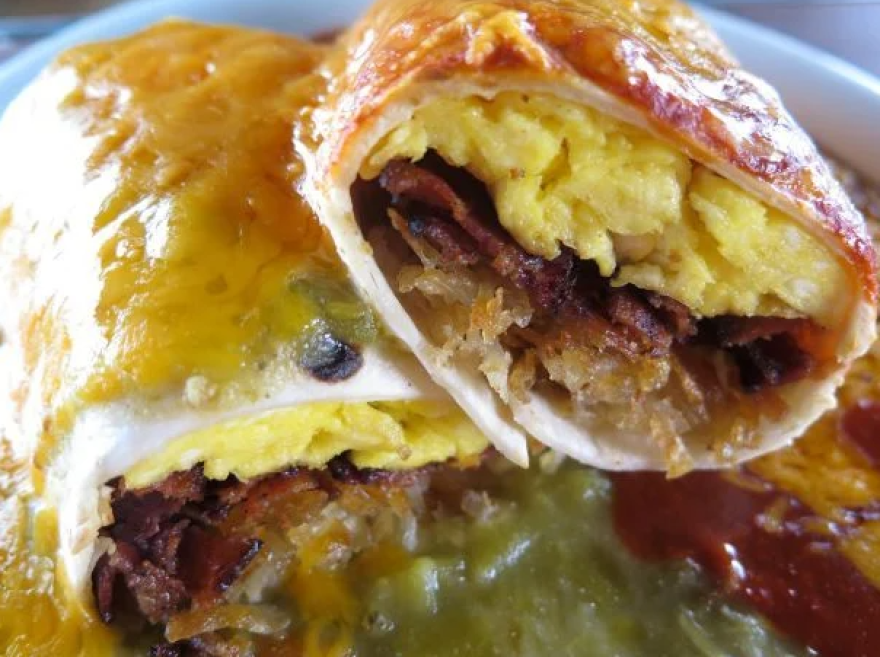 The Breakfast Burrito at Tia Sophia's in Santa Fe, New Mexico.