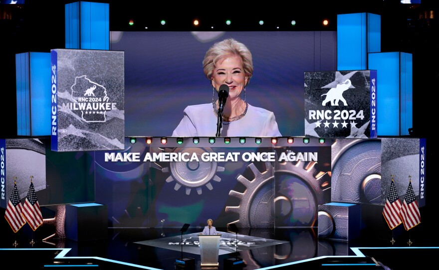 Linda McMahon, former administrator of the Small Business Administration, during the Republican National Convention.