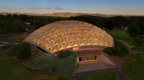 A drone photo of the Dietrich Activity Center, otherwise known as the Dietrich Dome.