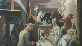 One of two Benton murals in Woodburn 100, before it was covered.