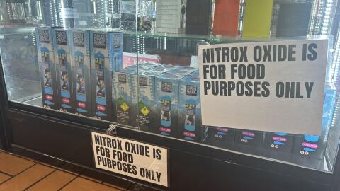 Nitrous oxide sold in a Florida smoke shop.