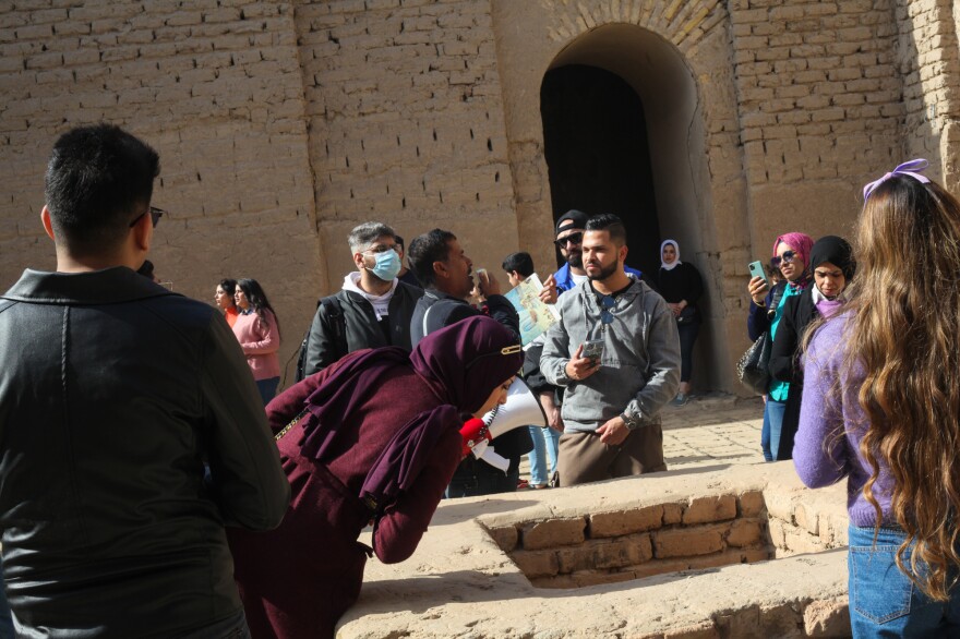 Tourists visiting the ruins of Babylon with the company Bil Weekend visit the Ninmakh temple. Ninmakh was a goddess worshipped in ancient Mesopotamia.