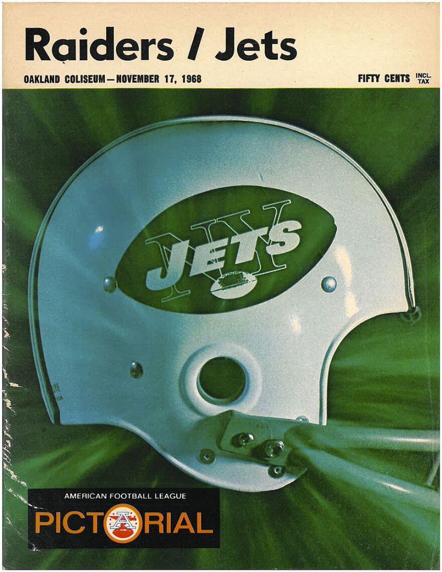 The program cover for the game between the Jets and Raiders, later known as the "Heidi Game."
