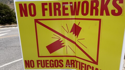 A "no fireworks" sign in Logan.