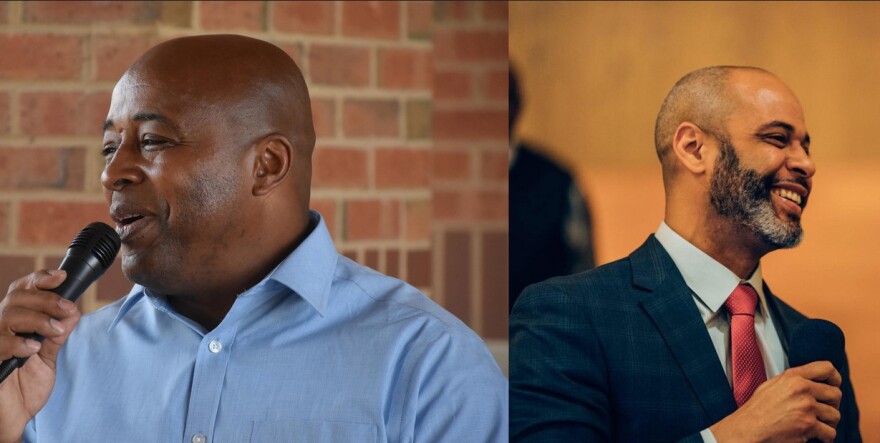 Rev. Chuck Brown, left, and Couri Thomas.