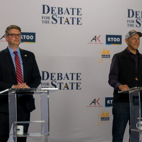 Congressman Nick Begich (R-Alaska) and his independent challenger Bill Hill participated in Debate for the State at Alaska Public Media's studio on Oct. 14, 2026.