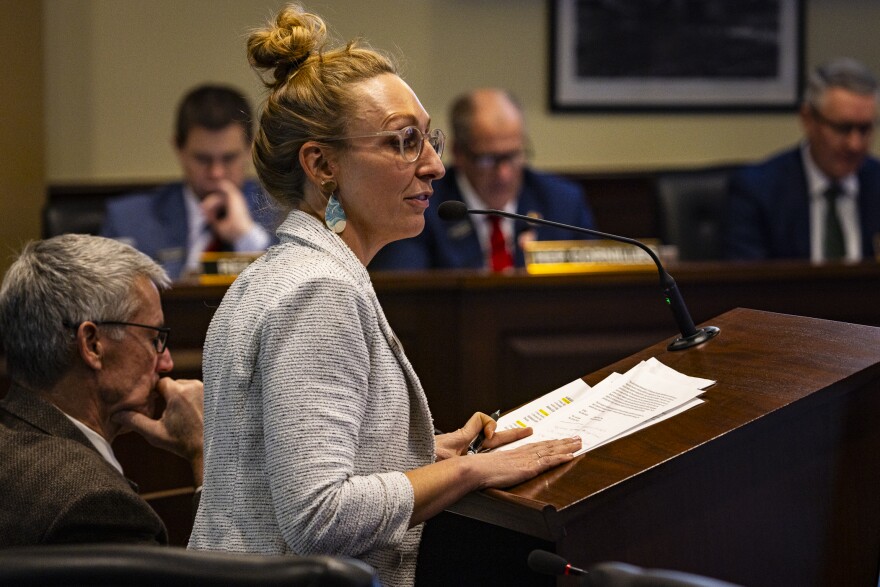 At an Idaho House Business Committee meeting last week, Idaho State Rep. Monica Church (D-Boise) urges her colleagues to support HB 618, which would require insurers to share more information with their customers on the models they use and mitigation measures that could result in lower rates. 