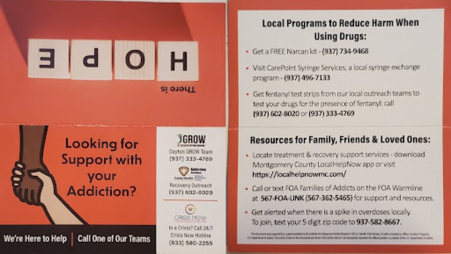 The card handed out by officials for the OD Surge Alert.
