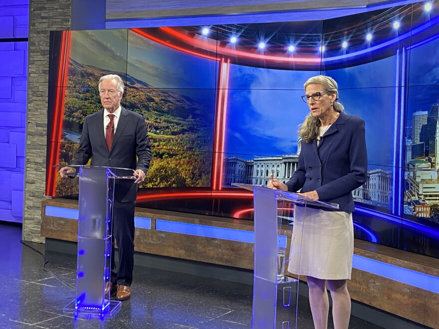 U.S. Representative Richard Neal and Independent candidate Nadia Milleron debate on WWLP on October, 21, 2026.