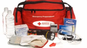 Washington, DC, July 22, 2008 -- A Red Cross "ready to go" preparedness kit showing the bag and it's contents. Red Cross photograph