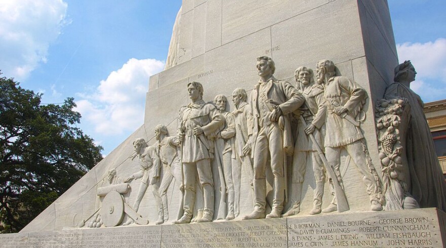 The Cenotaph in Alamo Plaza, a memorial to the Alamo defenders.