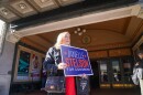 Democratic candidate Janelle Stelson greets voters in York Nov. 5, 2024.