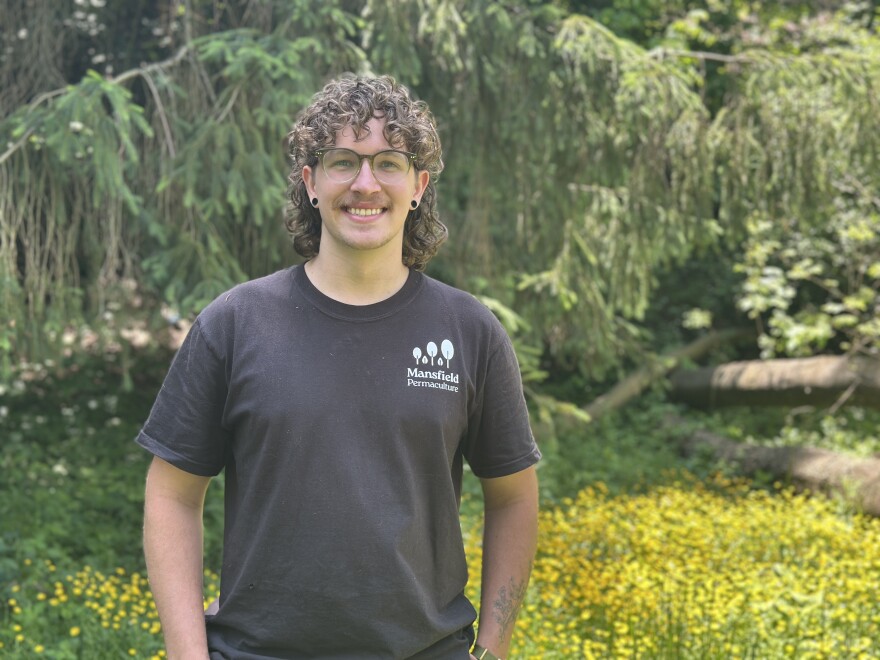 Jason Ogg, founder of Mansfield Permaculture, surveys the landscape in an overgrown area of Mansfield's Liberty Park.